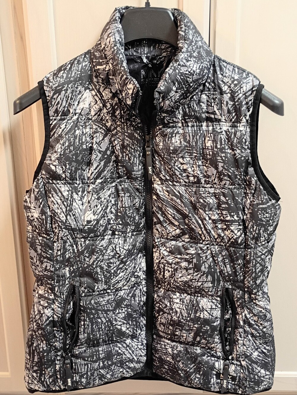 Marc New York Performance Packable Puffer Vest Black White Sz M NWOT